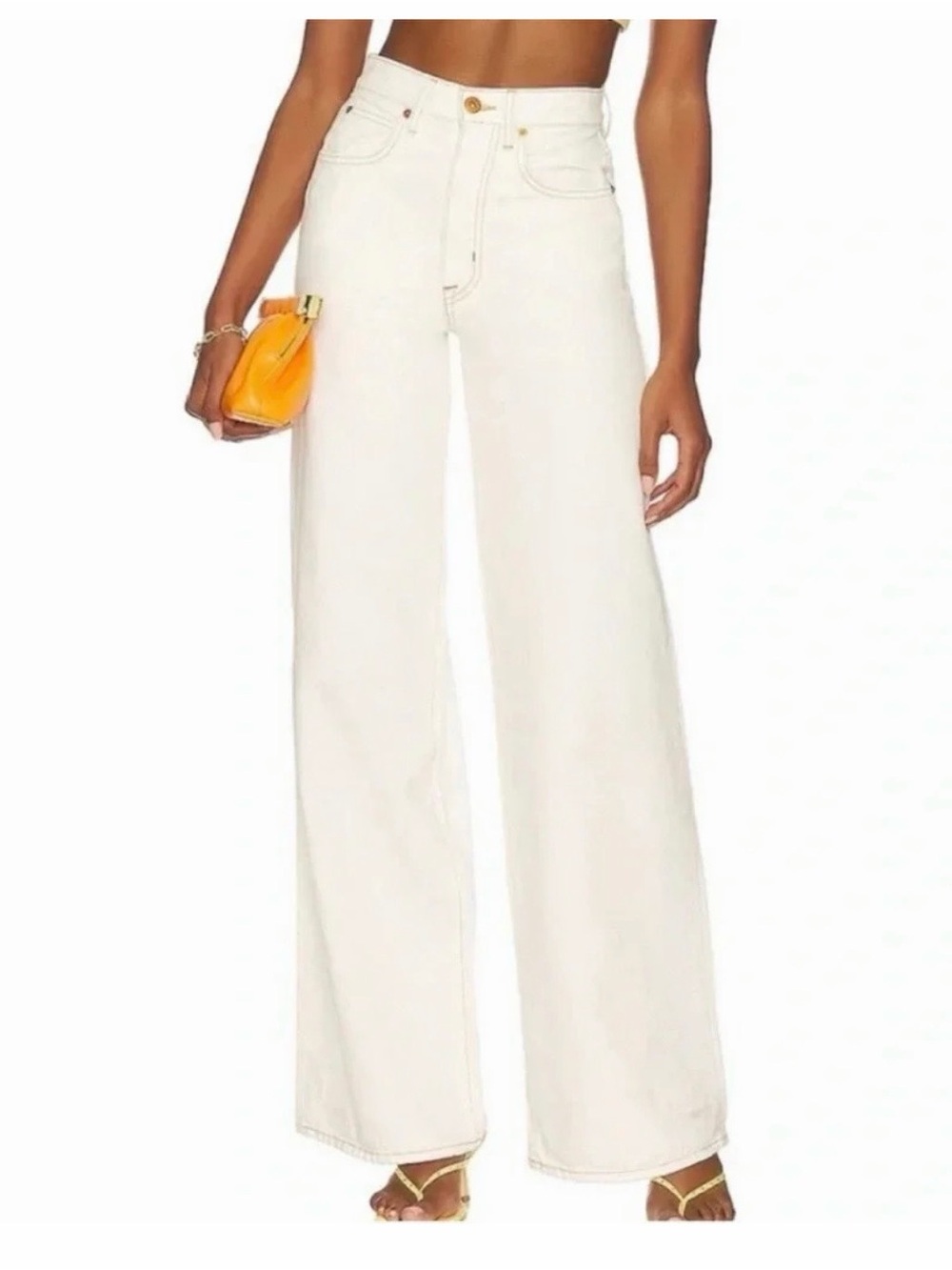 SLVRLAKE EVA wide leg denim in Natural White